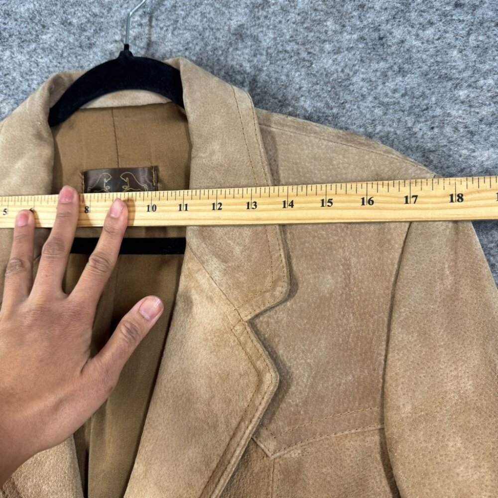 Vintage American West Suede Leather Blazer Tan Western Jacket Rodeo Festival - Picture 4 of 16